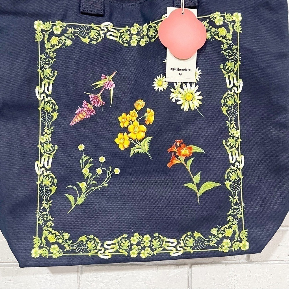Agua Bendita x Target Navy Blue Floral Botanical Canvas Tote‎ Bag - Picture 3 of 8